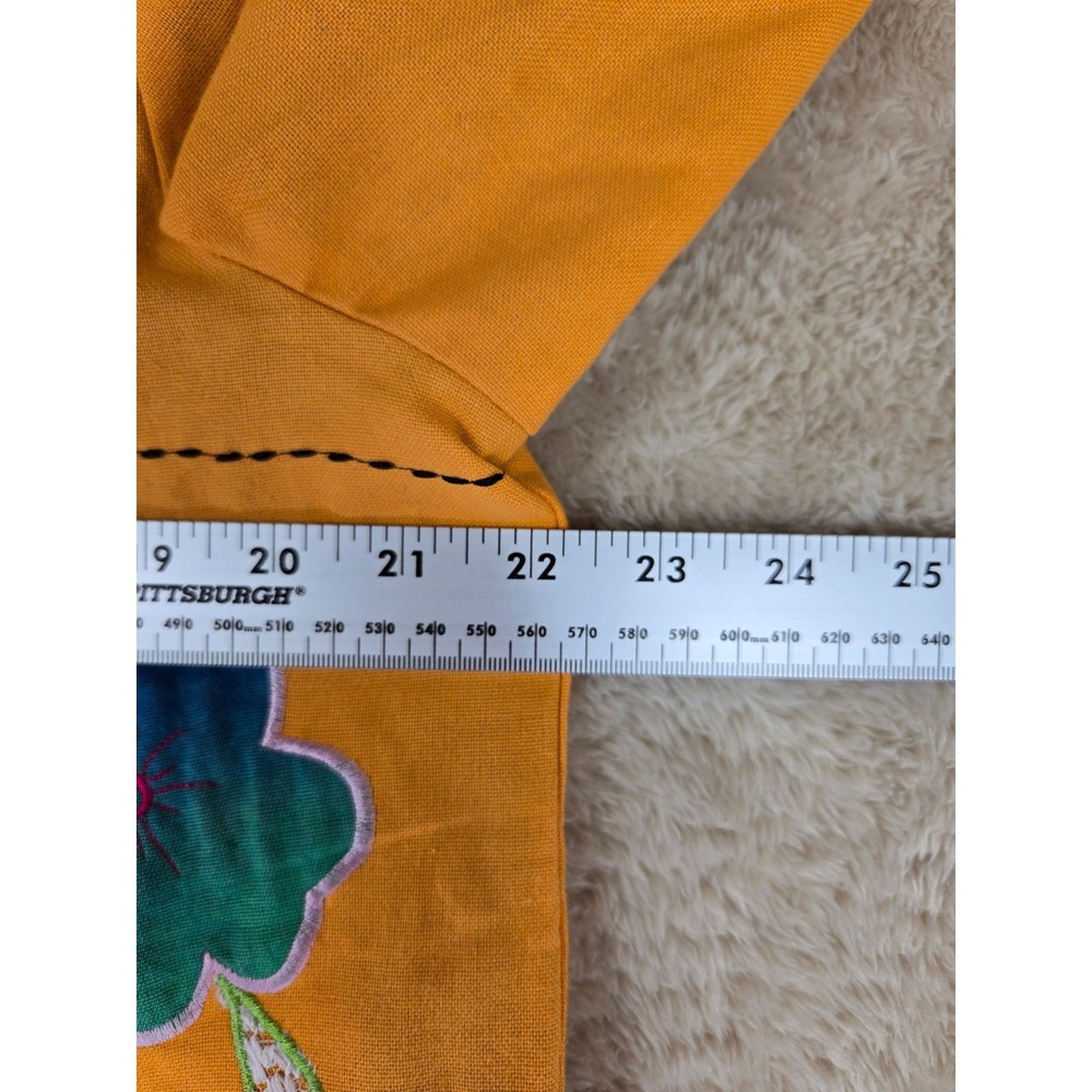 Julia Ku Womens Mustard Yellow Floral Embroidered Art to Wear Jacket Mandarin L - Picture 3 of 9